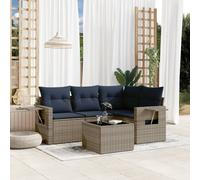 vidaXL Set Divani da Giardino 5 pz con Cuscini Grigio in Polyrattan