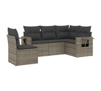 vidaXL Set Divani da Giardino 5 pz con Cuscini Grigio in Polyrattan