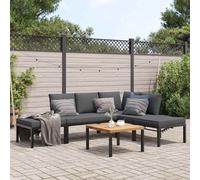 vidaXL Set Divani da Giardino 5 pz con Cuscini in Alluminio Nero