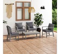 vidaXL Set Divani da Giardino 5 pz con Cuscini in Legno Acacia Grigio