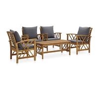vidaXL Set Divani da Giardino 5 pz con Cuscini in Massello di Acacia