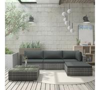 vidaXL Set Divani da Giardino 5 pz con Cuscini in Polyrattan Grigio