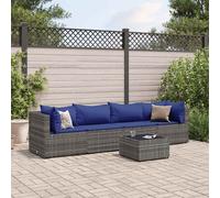 vidaXL Set Divani da Giardino 5 pz con Cuscini in Polyrattan Grigio