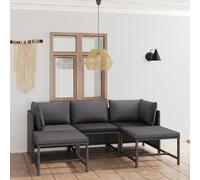 VIDAXL - Set Divani Da Giardino 5 Pz Con Cuscini In Polyrattan Grigio