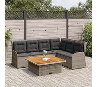 vidaXL Set Divani da Giardino 5 pz con Cuscini in Polyrattan Grigio