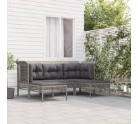 vidaXL Set Divani da Giardino 5 pz con Cuscini in Polyrattan Grigio
