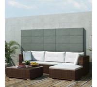 vidaXL Set Divani da Giardino 5 pz con Cuscini in Polyrattan Marrone