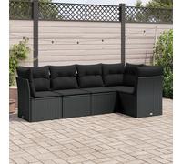 Set Divani da Giardino 5 pz con Cuscini in Polyrattan Nero