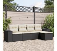 vidaXL Set Divani da Giardino 5 pz con Cuscini in Polyrattan Nero