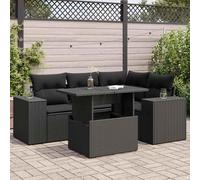 vidaXL Set Divani da Giardino 5 pz con Cuscini in Polyrattan Nero
