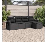Set Divani da Giardino 5 pz con Cuscini in Polyrattan Nero