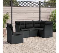 vidaXL Set Divani da Giardino 5 pz con Cuscini in Polyrattan Nero