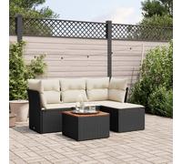 vidaXL Set Divani da Giardino 5 pz con Cuscini in Polyrattan Nero