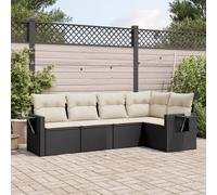 vidaXL Set Divani da Giardino 5 pz con Cuscini in Polyrattan Nero
