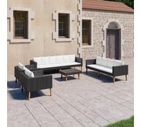 vidaXL Set Divani da Giardino 5 pz con Cuscini in Polyrattan Nero
