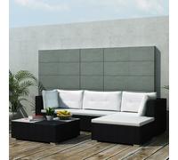 vidaXL Set Divani da Giardino 5 pz con Cuscini in Polyrattan Nero