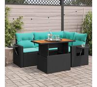 vidaXL Set Divani da Giardino 5 pz con Cuscini in Polyrattan Nero, Set di salotti da Giardino, Divano per Giardino, Set di divani ad Angolo da Esterno