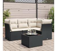 vidaXL Set Divani da Giardino 5 pz con Cuscini in Polyrattan Nero