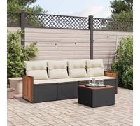 Set Divani da Giardino 5 pz con Cuscini in Polyrattan Nero