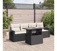 vidaXL Set Divani da Giardino 5 pz con Cuscini in Polyrattan Nero