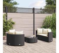 vidaXL Set Divani da Giardino 5 pz con Cuscini in Polyrattan Nero
