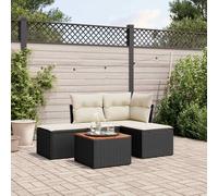 vidaXL Set Divani da Giardino 5 pz con Cuscini in Polyrattan Nero