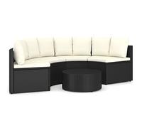 vidaXL Set Divani da Giardino 5 pz con Cuscini in Polyrattan Nero