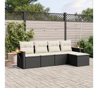 vidaXL Set Divani da Giardino 5 pz con Cuscini in Polyrattan Nero