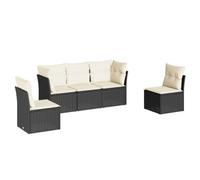 vidaXL Set Divani da Giardino 5 pz con Cuscini in Polyrattan Nero