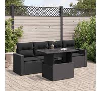 Set Divani da Giardino 5 pz con Cuscini in Polyrattan Nero