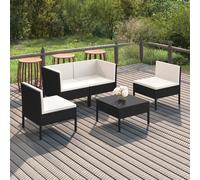 Set Divani da Giardino 5 pz con Cuscini in Polyrattan Nero