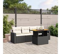 vidaXL Set Divani da Giardino 5 pz con Cuscini in Polyrattan Nero