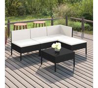 vidaXL Set Divani da Giardino 5 pz con Cuscini in Polyrattan Nero