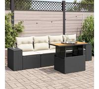 vidaXL Set Divani da Giardino 5 pz con Cuscini in Polyrattan Nero