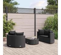 vidaXL Set Divani da Giardino 5 pz con Cuscini in Polyrattan Nero