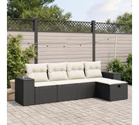 vidaXL Set Divani da Giardino 5 pz con Cuscini in Polyrattan Nero