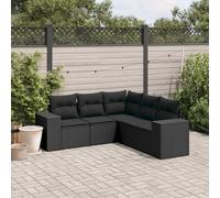 vidaXL Set Divani da Giardino 5 pz con Cuscini in Polyrattan Nero