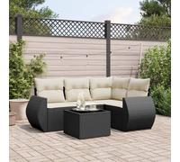 vidaXL Set Divani da Giardino 5 pz con Cuscini in Polyrattan Nero