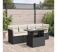 vidaXL Set Divani da Giardino 5 pz con Cuscini in Polyrattan Nero