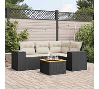 vidaXL Set Divani da Giardino 5 pz con Cuscini in Polyrattan Nero