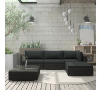 vidaXL Set Divani da Giardino 5 pz con Cuscini in Polyrattan Nero