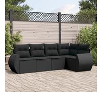 Set Divani da Giardino 5 pz con Cuscini in Polyrattan Nero