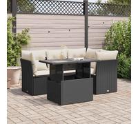 vidaXL Set Divani da Giardino 5 pz con Cuscini in Polyrattan Nero