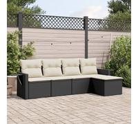 vidaXL Set Divani da Giardino 5 pz con Cuscini in Polyrattan Nero
