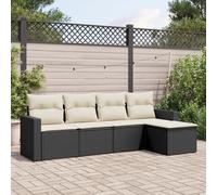 vidaXL Set Divani da Giardino 5 pz con Cuscini in Polyrattan Nero