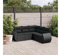 vidaXL Set Divani da Giardino 5 pz con Cuscini in Polyrattan Nero