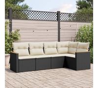 vidaXL Set Divani da Giardino 5 pz con Cuscini in Polyrattan Nero
