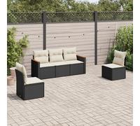 vidaXL Set Divani da Giardino 5 pz con Cuscini in Polyrattan Nero