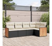 vidaXL Set Divani da Giardino 5 pz con Cuscini in Polyrattan Nero