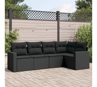 vidaXL Set Divani da Giardino 5 pz con Cuscini in Polyrattan Nero